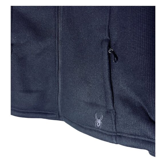 Spyder Womens Black Full Zip Up Collared Pockets Knit Jacket Activewear Sz M New - Picture 6 of 11